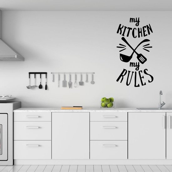 gezond verstand uitglijden Maan oppervlakte Muursticker My Kitchen, My rules-Zwart | Muursticker keuken | Keuken  stickers |... | bol.com