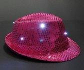 4x Roze Toppers pailletten hoedje met LED licht