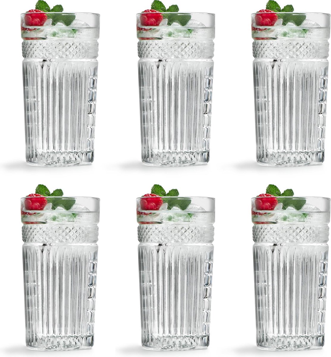 Libbey Longdrinkglas Radiant - 470 ml / 47 cl - 6 stuks - vintage design - vaatwasserbestendig - hoge kwaliteit - Libbey