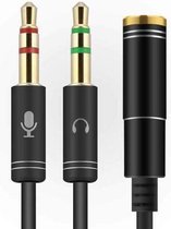 3.5mm Jack Aux Female Dual Male Headset Microfoon 4-Pin Audio Splitter | Zwart | TrendParts