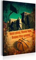 Schilderij - Enjoy the game, Basketbal, Oranje/Groen