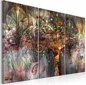 Schilderij - Gouden Boom ,  3 luik , multi kleur