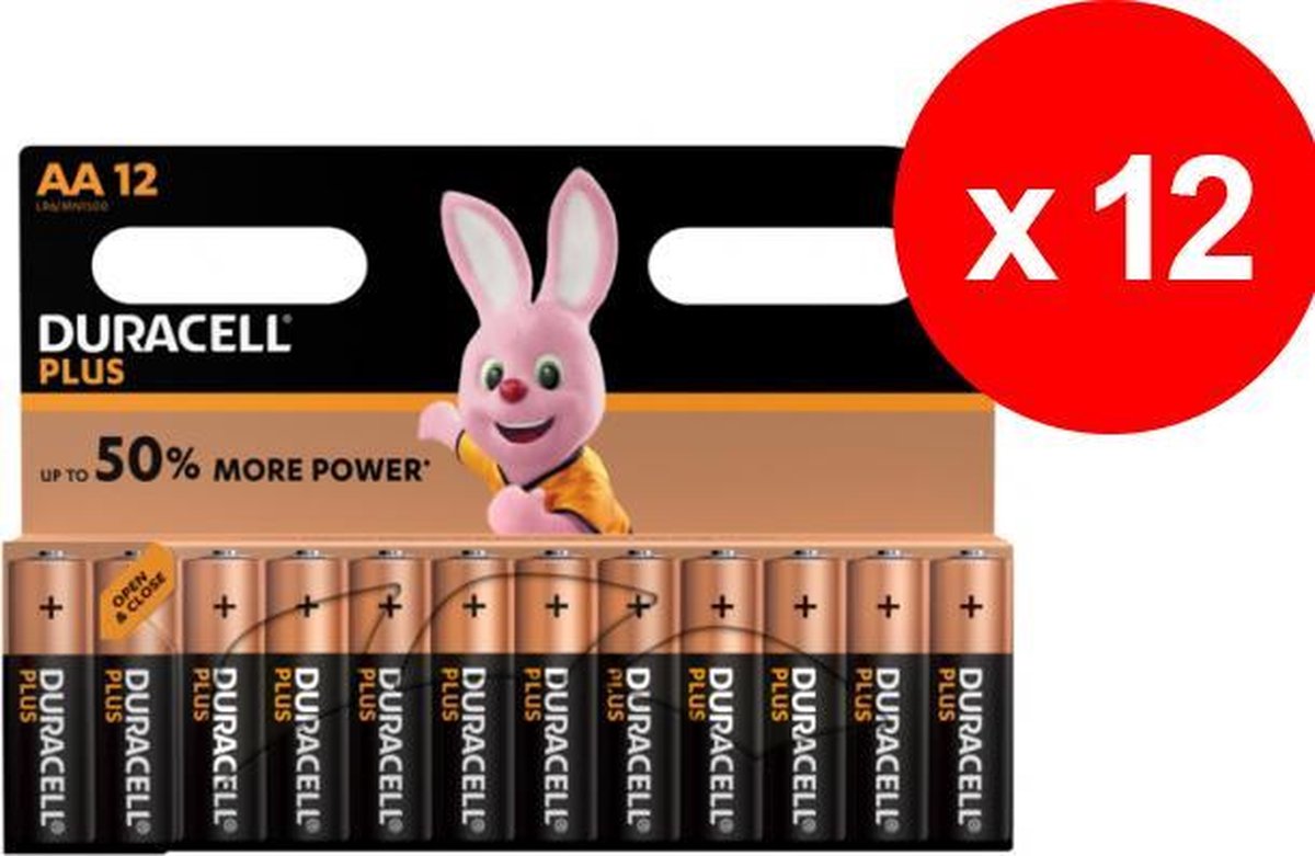 Duracell Plus Power AA batterijen - 144 (12 x 12) stuks - voordeelverpakking