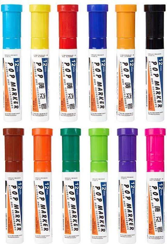 4artz® permanent markers kleuren 12 mm brede stift op alcohol basis