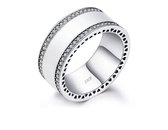 Sterling Zilveren Cubic Zirconia S925 Emaille Ring Harten 18mm