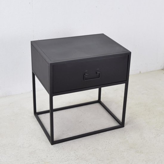 Table de chevet avec tiroir LOFT42 Djax - Noir - Métal - 50x47x35