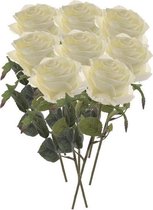8x Kunstbloemen rozen Simone wit 45 cm - Kunstbloem/nepbloem roos - Kunstplanten/nepplanten