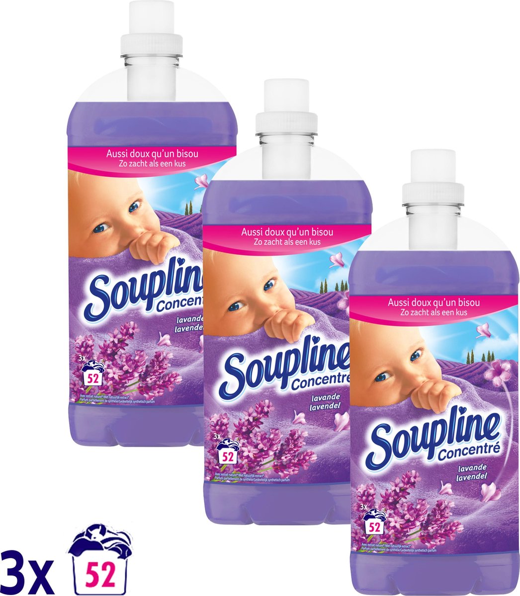 Soupline Lavendel Geconcentreerde Wasverzachter 3 x 52 wasbeurten Voordeelverpakking