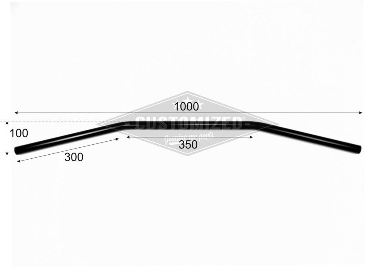 Guidon Drag Bar 1 Pouce (25.4mm) Noir 90cm - Compatible Harley-Davidson Après 1982, Acier épais 2mm, Finition Poudre - 6
