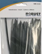 Robust Kabelbinders 100Stuks/Zak Zwart 3,6mm x 200mm