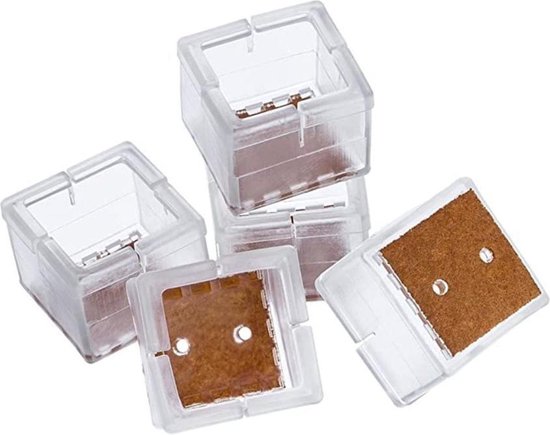 16 stuks rechthoekige siliconen stoelpootbeschermers, 25 x 38 mm, stoelpootdoppen, beweegbare tafelpoothoezen om krassen op de hardhouten vloer te voorkomen en