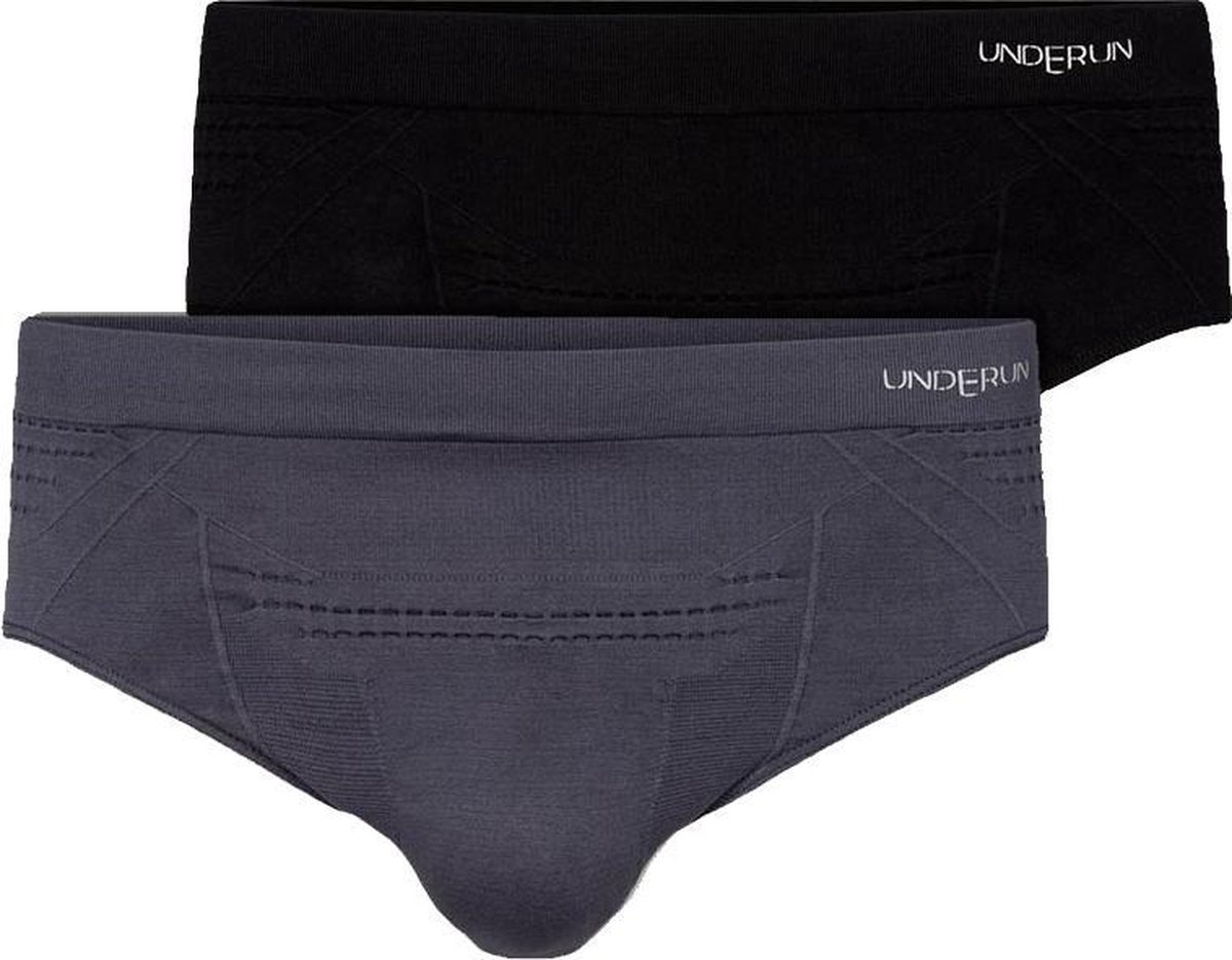 Underun Heren Slip Duo Pack Zwart/Grijs - Hardloopondergoed - Sportondergoed - S