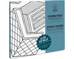 OMY - Kleur poster LA VIE EST BELLE - Giant coloring poster - voor jong en oud - 100 x 70 cm  - LA VIE EST BELLE
