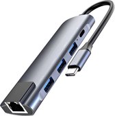 Maxxions Multiport Ethernet Adapter MacBook - Internet Netwerk Hub - Hoogwaardig Aluminium - USB A Hub - USB C naar USB C - Space Grey