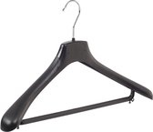De Kledinghanger Gigant - 40 x Mantel / kostuumhanger kunststof zwart met schouderverbreding en broeklat, 45 cm