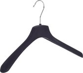 De Kledinghanger Gigant - 40 x Mantel / kostuumhanger kunststof velours zwart met schouderverbreding, 38 cm