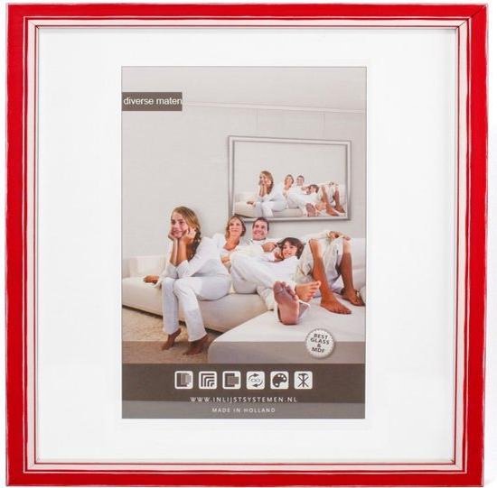 Cadre Photo en Bois 3D - Cadre Photo - 70x70 cm - Verre Transparent - Rouge  / Blanc... | bol.com