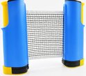 Uitschuifbare Tafteltennisnet van Colourfam® - Pocket Tafeltennis Net - Blauw - Draagbaar Ping Pong Net - Uitschuifbaar op Tafel