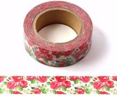 Bloemen met goudfolie hartjes | washi tape | 15mm - 10m