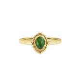 CO88 Collection Divine 8CR 10022 50 Stalen ring - Maat 50 - Groene natuursteen - Goudkleurig