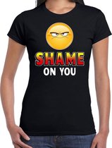 Funny emoticon t-shirt Shame on you zwart voor dames - Fun / cadeau shirt XXL
