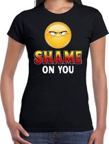 Funny emoticon t-shirt Shame on you zwart dames 2XL