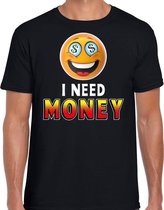 Funny emoticon t-shirt I need money zwart voor heren - Fun / cadeau shirt S