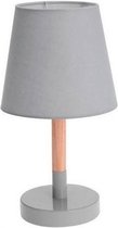 Grijze tafellamp/schemerlamp hout/metaal 23 cm - Woondecoratie lamp op metalen voet grijs