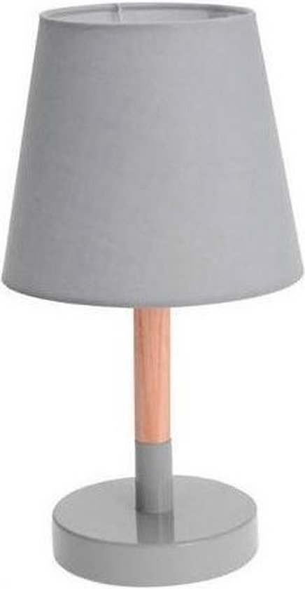 Grijze tafellamp/schemerlamp hout/metaal 23 cm - Woondecoratie lamp op  metalen voet grijs | bol.com