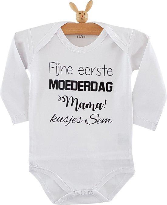 Geven Vooraf Permanent Rompertje baby tekst cadeau mama | fijne eerste moederdag met naam | Lange  mouw | wit... | bol.com