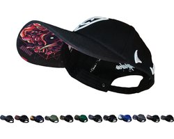 Capiche® Baseball Pet Heren – Rode Duivel – Zwart – Verstelbaar met Druksluiting – Sportcap – Curved Cap – Mannen Cap