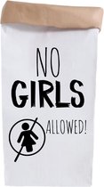 Opbergzak kinderkamer-Paperbag kids no girls allowed-60x30cm