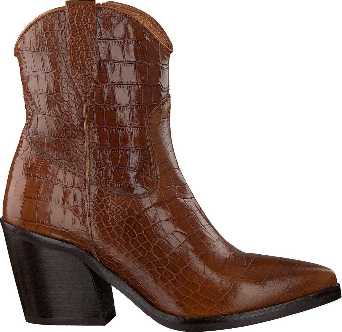 VIA VAI Vrouwen Enkellaarsjes - 5312003 croco - Cognac - Maat 39 | bol.com