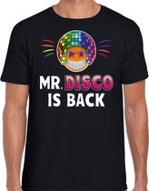 Funny emoticon t-shirt mister disco is back zwart voor heren -  Fun / cadeau shirt M