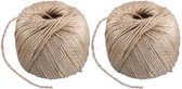 2x Naturel touw 150 meter op rol - 3 mm - Sisalvezels 500 grams - Klus/tuin/hobby touw/draad