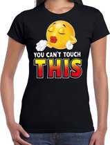 Funny emoticon t-shirt you cant touch this zwart dames XS