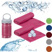 relaxdays verkoelende handdoek - sporthanddoek - ijshanddoek - cooling towel - 2 stuks roze
