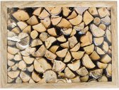Schootkussen/laptray openhaard hout print 43 x 33 cm - Schoottafel - Dienblad voor op schoot openhaardhout