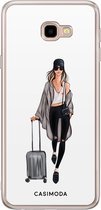 Samsung J4 Plus hoesje siliconen - Travel girl | Samsung Galaxy J4 Plus case | multi | TPU backcover transparant