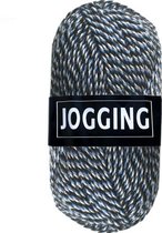 Beijer BV Jogging dunne sokkenwol acryl en wol - zwart wit blauw (980) - pendikte 2,5 a 3mm - 1 bol van 50 gram en 165meter