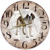Houten Klok - 30cm - Hond - Sint Bernard