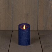 3x Donkerblauwe LED kaars / stompkaars 12,5 cm - Luxe kaarsen op batterijen met bewegende vlam