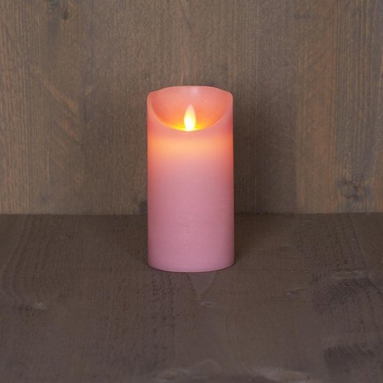 2x Roze LED kaars / stompkaars 15 cm - Luxe kaarsen op batterijen met bewegende vlam