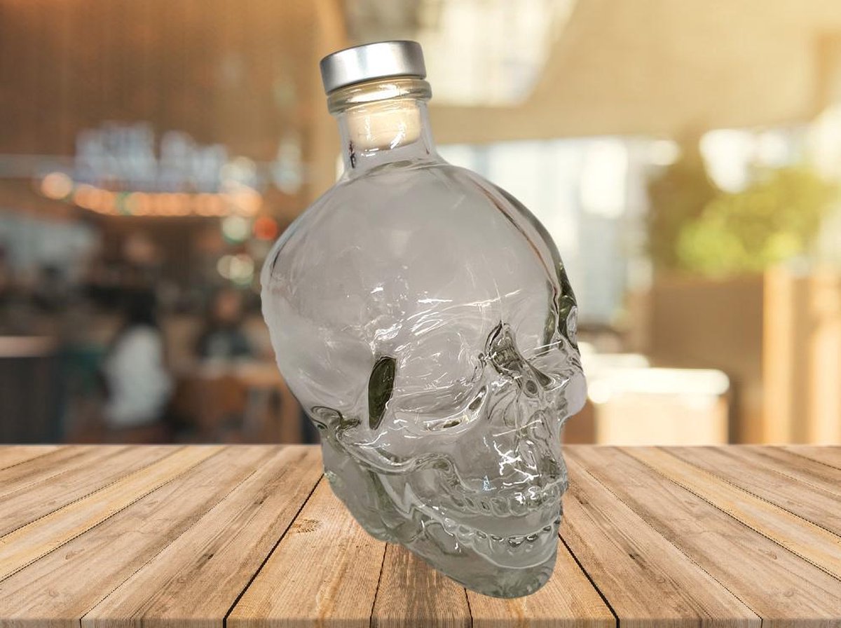 1 X 200 Ml Glazen Fles In De Vorm Van Een Schedel, Inclusief Dop Hervulbaar Breekbaar Recyclebaar