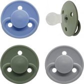 Set van 3 fopspenen Mininor - Silicone - 0-6 maand - Blauw, Groen en Grijs