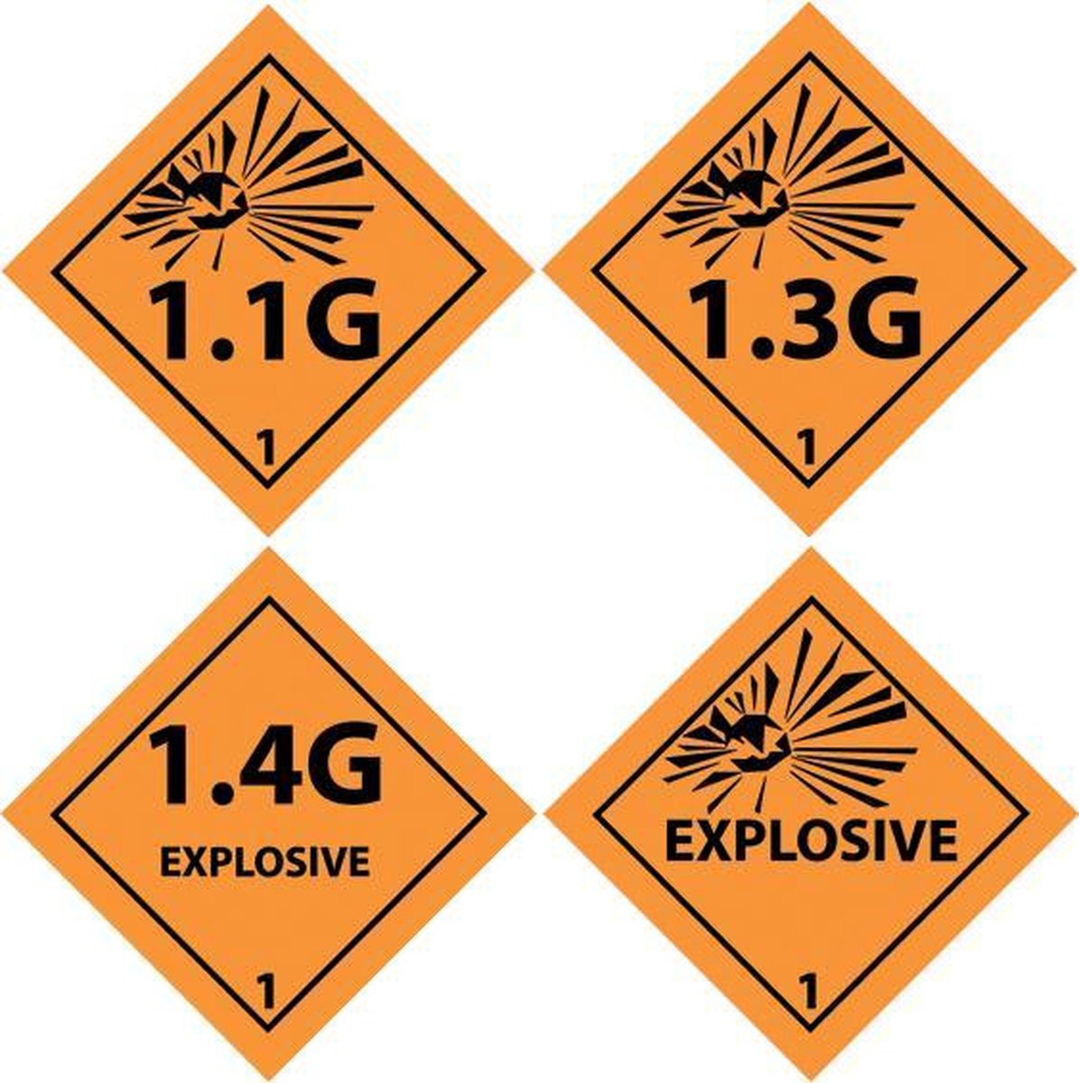 KJG Gevarenstickers - Explosive sticker set van 4 stuks - 10 x 10cm