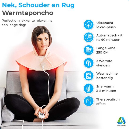 Datoza® Elektrisch Nek Schouder en Rug Warmte Kussen Heating Pad voor