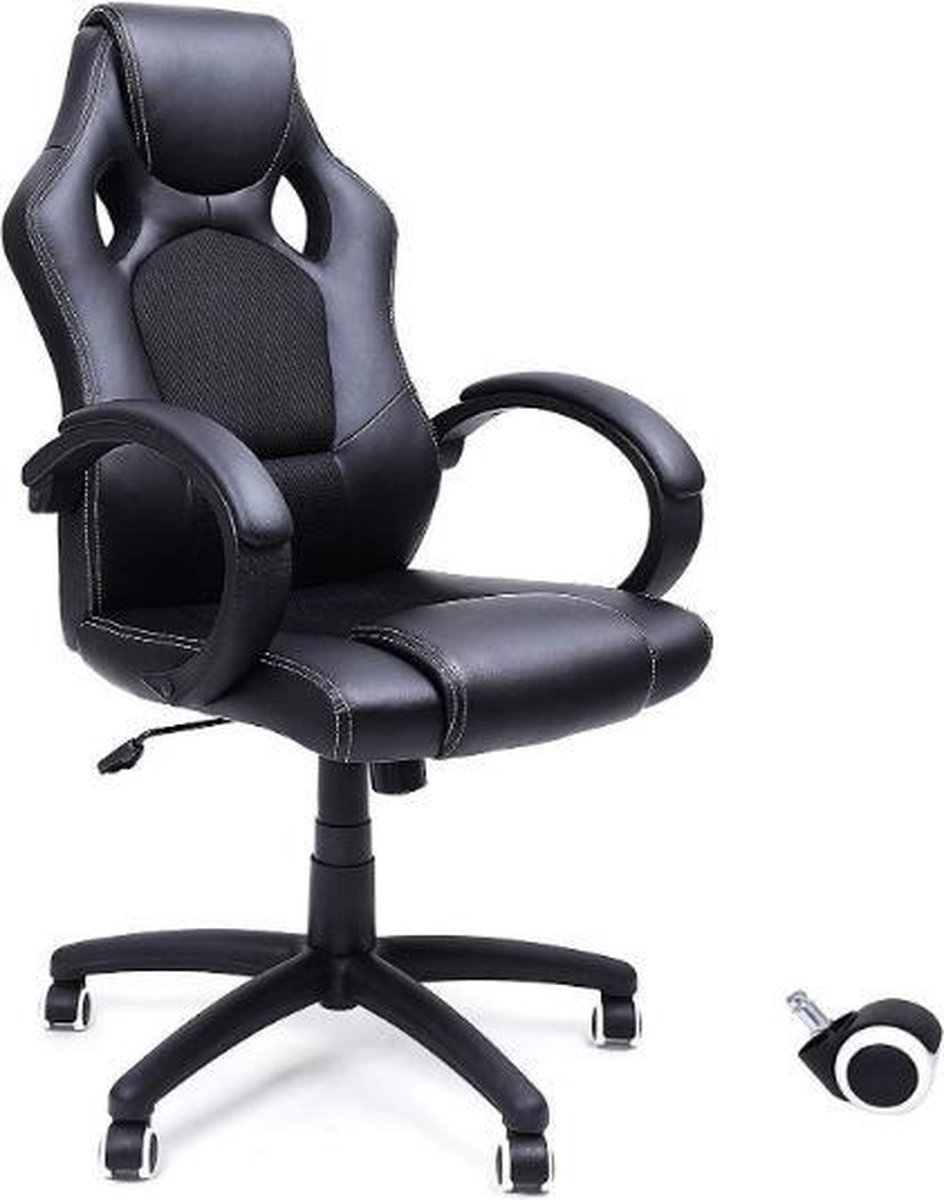 MIRA Home - Gaming stoel - Bureaustoel voor volwassenen - Modern - Synthetisch Leer - Zwart - 60x60x111
