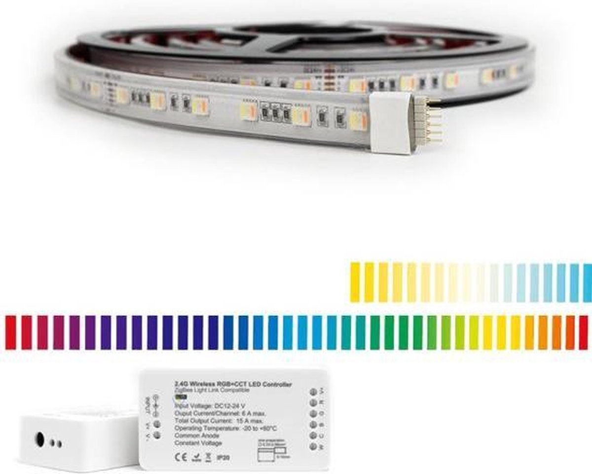Zigbee led strip - White and color ambiance - Werkt met de bekende verlichting apps - 7 meter