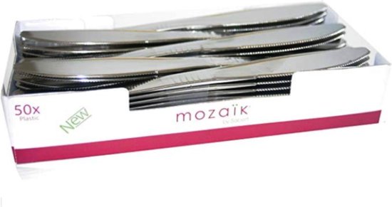 Horizontaal Brein Caius 50 x Metallic zilver plastic MESSEN - luxe sterk wegwerp bestek -Depa |  bol.com